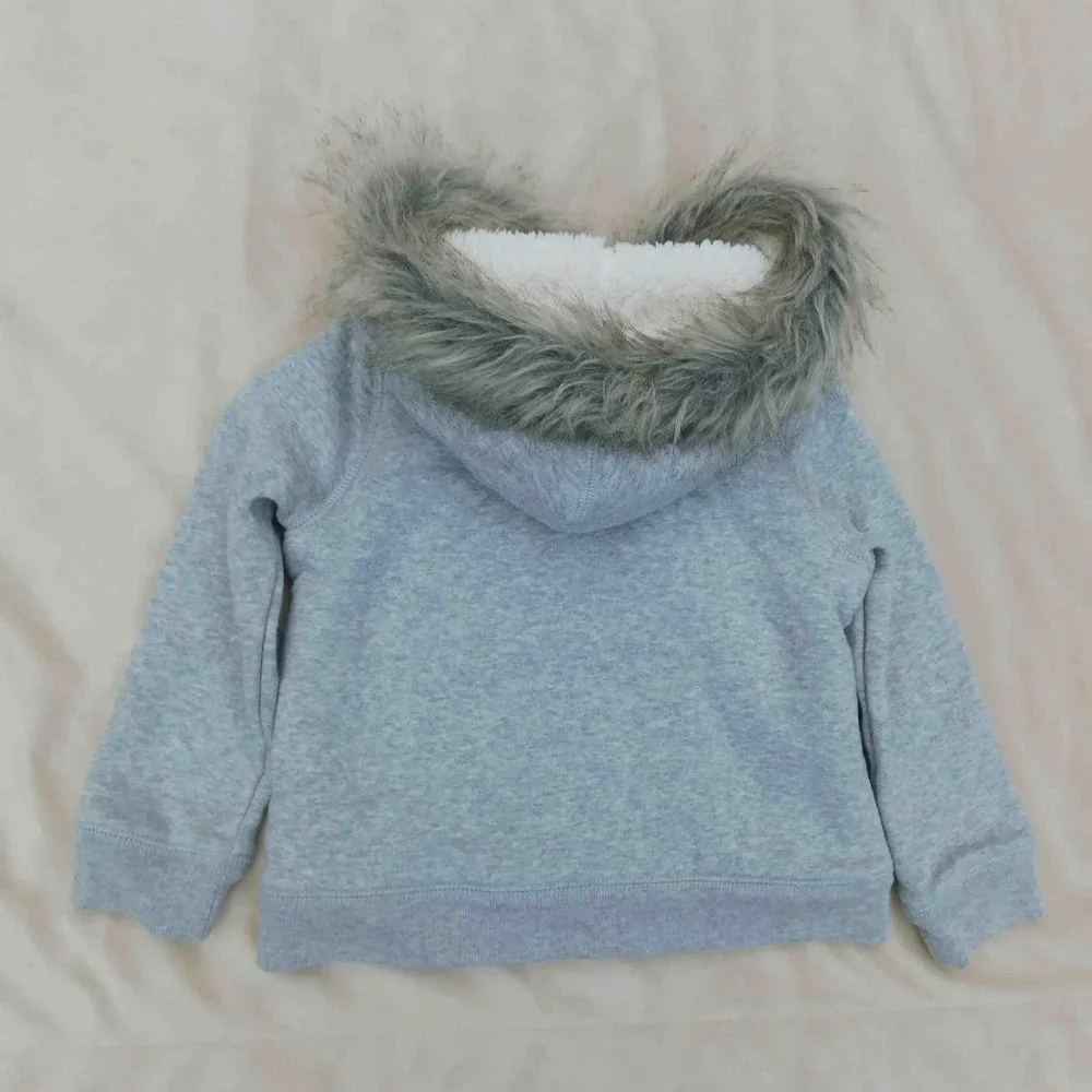 Gap 4T Thick Soft Sherpa-Lined Zip Front Logo Hoodie